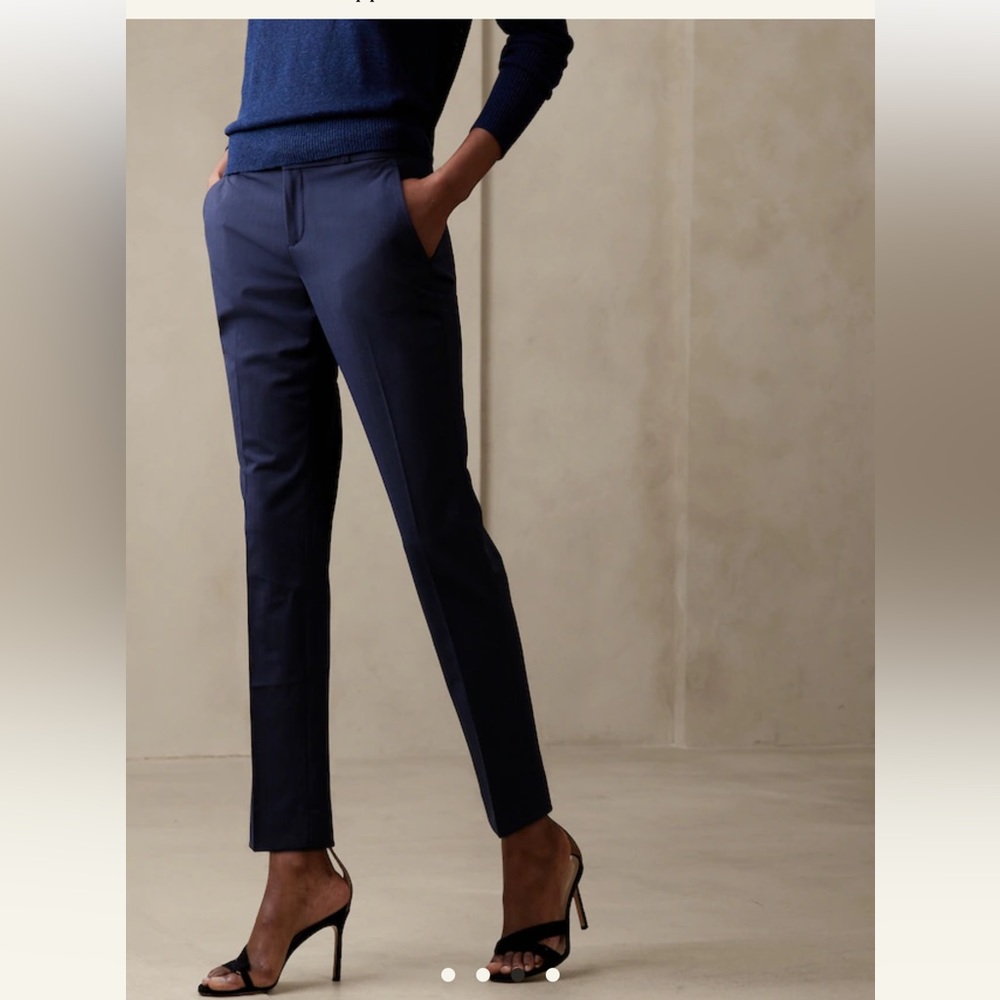 BANANA REPUBLIC WOMENS RYAN SLIM STRAIGHT-FIT ITALIAN WOOL PANT NAVY SIZE 4